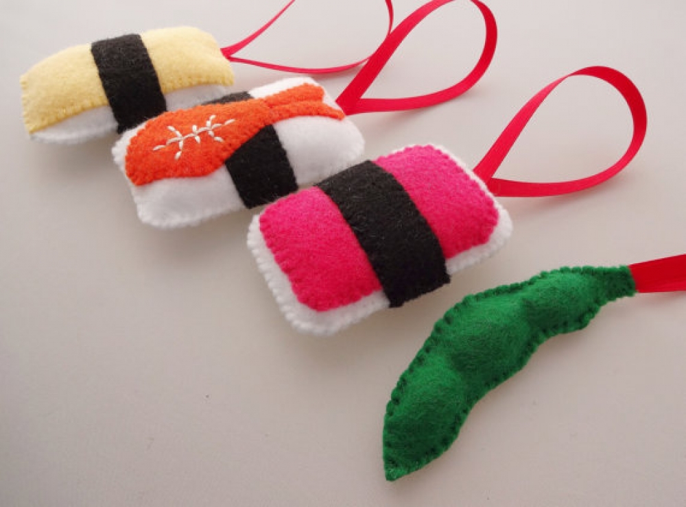 sushi handmade felt christmas ornaments set of 4 sushi christmas ornament