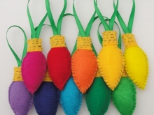 Christmas Lights - Ornaments Set of 10 Felt Bulbs Christmas Lights - Ornaments Set of 10 Felt Bulbs