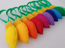 Christmas Lights - Ornaments Set of 10 Felt Bulbs Christmas Lights - Ornaments Set of 10 Felt Bulbs