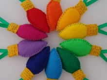 Christmas Lights - Ornaments Set of 10 Felt Bulbs Christmas Lights - Ornaments Set of 10 Felt Bulbs